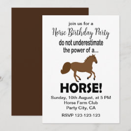 Födelsedagsfesten Horse Animal Cute Funny Horse Inbjudningar
