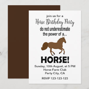 Födelsedagsfesten Horse Animal Cute Funny Horse Inbjudningar