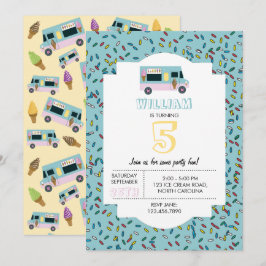 Födelsedagsfesten Ice Cream Lastbil Design Inbjudningar