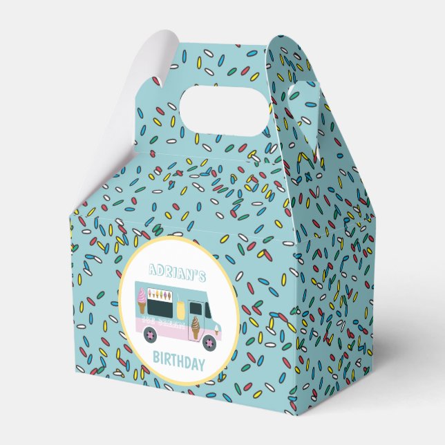 Födelsedagsfesten Ice Cream Lastbil Design Presentaskar (Framsidan Sidan)