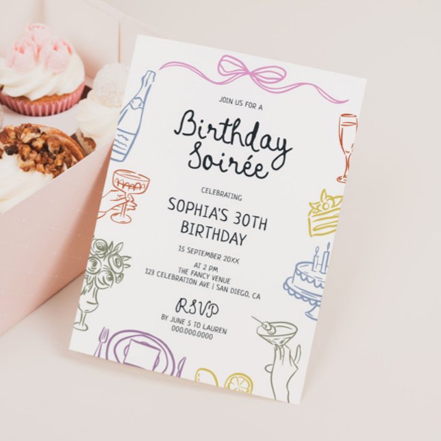 Födelsedagsfesten Italienska Birthday Soirée Inbjudningar (Skapare uppladdad)