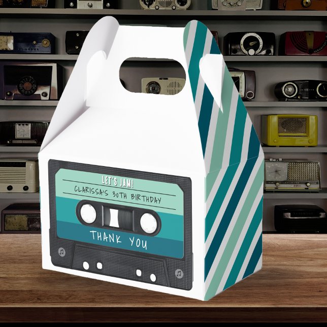 Födelsedagsfesten Kassettbandblått band Presentaskar (Cassette Tape Retro Birthday Party Favor Boxes
)