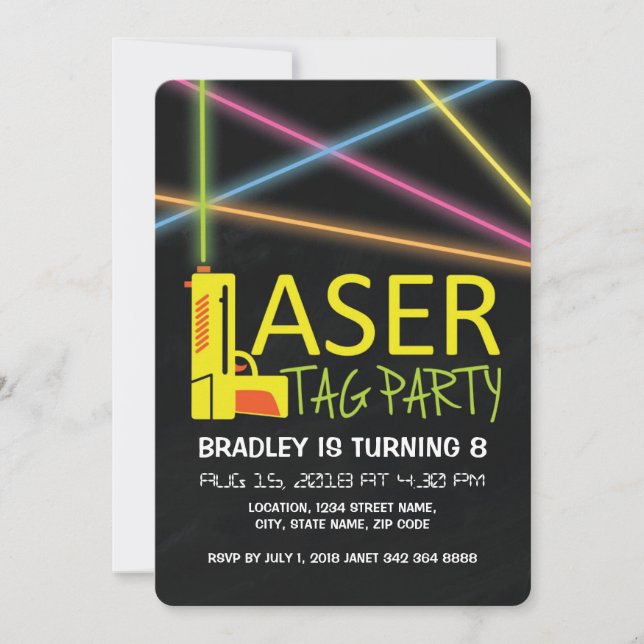 Födelsedagsfesten Kids Laser Märkre Inbjudningar (Framsida)