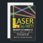 Födelsedagsfesten Kids Laser Märkre Inbjudningar<br><div class="desc">Laserkallare för märkre av laser-cute-barn,  med en svart bakgrund,  en märkre av laser,  flerfärgade laserstrålar och en modern redigerbar textmall.</div>