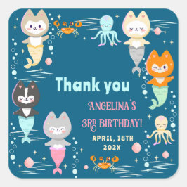 Födelsedagsfesten Klassisk rund fästmärkning. Fyrkantigt Klistermärke