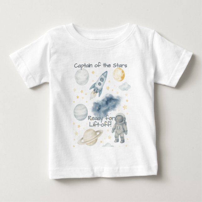 Födelsedagsfesten Kosmiutrymme | Rocket & Stars - T Shirt (Framsida)
