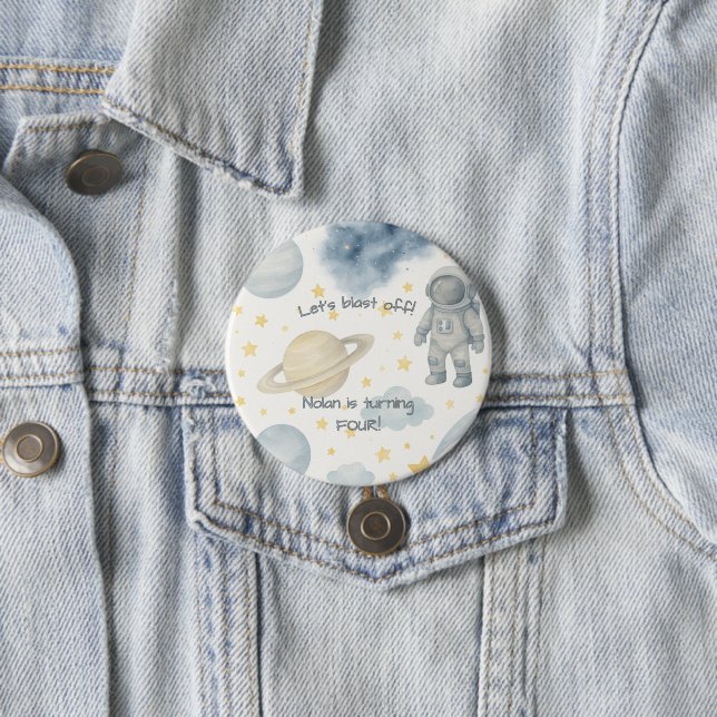 Födelsedagsfesten Kosmiutrymme | Rockets & Stars - Knapp (In Situ)