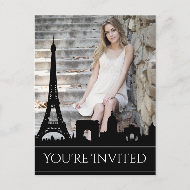 Födelsedagsfesten "La Paris Skyline Photo" Vykort (Framsida)