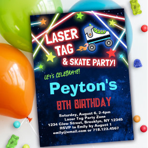 Födelsedagsfesten Laser Märkre Roller Skate Inbjudningar