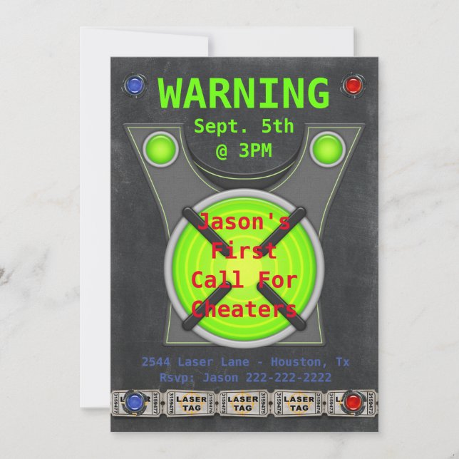 Födelsedagsfesten LaserMärkre Cheaters Inbjudningar (Framsida)