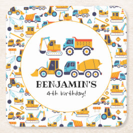 Födelsedagsfesten Lastbil Fordon Underlägg Papper Kvadrat