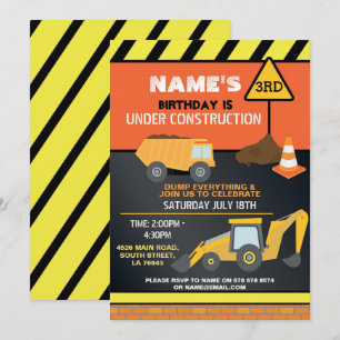 Födelsedagsfesten Lastbil i Construction Builder D Inbjudningar