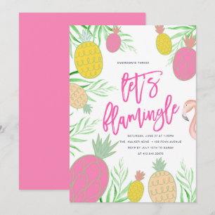 Födelsedagsfesten låt oss Flamingle ananas Inbjudningar