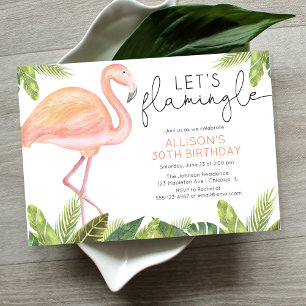 födelsedagsfesten låt oss Flamingle Flamingo Inbjudningar