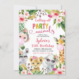 Födelsedagsfesten Leopard Print Girl Safari Animal Inbjudningar