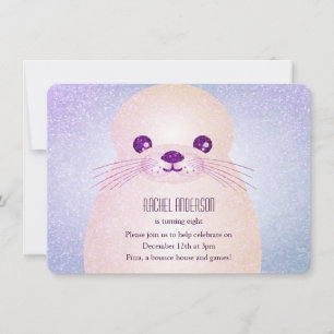 Födelsedagsfesten Lilac Seal för flickor Inbjudningar
