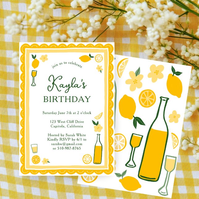 Födelsedagsfesten Limoncello Lemonade Lemons ANPAS Inbjudningar (Limoncello Lemonade Lemons CUSTOM BIRTHDAY PARTY Invitation
)