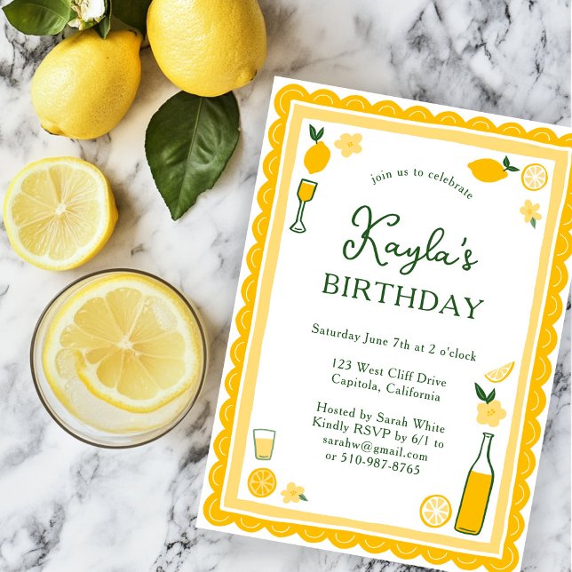 Födelsedagsfesten Limoncello Lemonade Lemons ANPAS Inbjudningar (Limoncello Lemonade Lemons CUSTOM BIRTHDAY PARTY Invitation
)