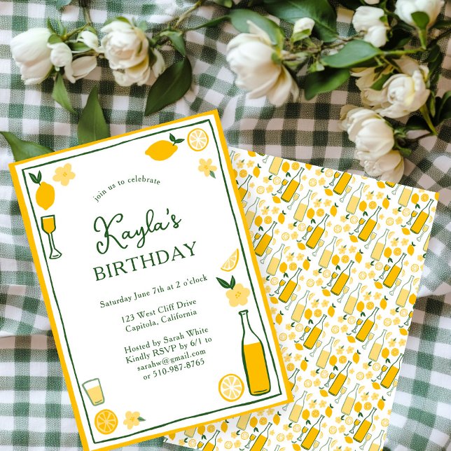 Födelsedagsfesten Limoncello Lemonade Lemons ANPAS Inbjudningar (Limoncello Lemonade Lemons CUSTOM BIRTHDAY PARTY Invitation
)