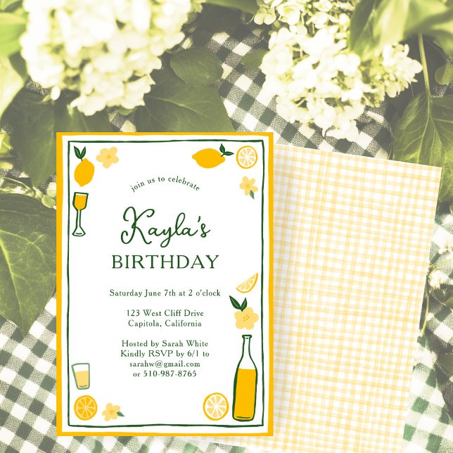 Födelsedagsfesten Limoncello Lemonade Lemons ANPAS Inbjudningar (Limoncello Lemonade Lemons CUSTOM BIRTHDAY PARTY Invitation
)