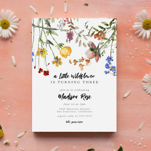 Födelsedagsfesten Little Wildblomme Blomsterträdgå Inbjudningar