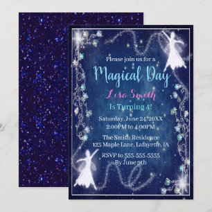 Födelsedagsfesten Magic Fairy Blue Starry Night Inbjudningar