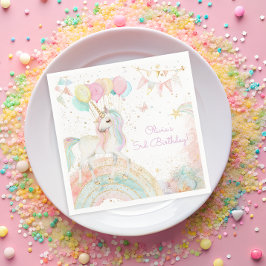 Födelsedagsfesten Magic Pastel Unicorn Rainbow Pappersservett