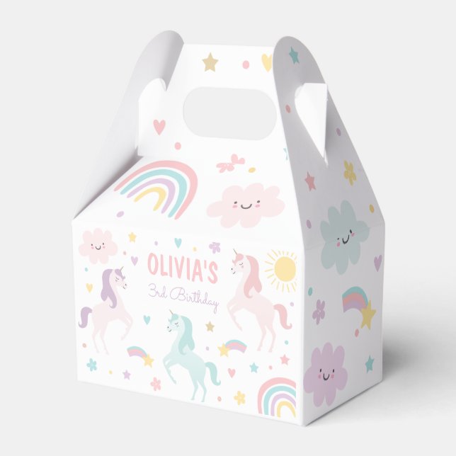 Födelsedagsfesten Magic Pastel Unicorn Rainbow Presentaskar (Framsidan Sidan)