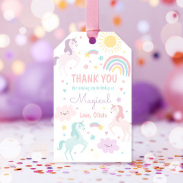 Födelsedagsfesten Magic Pastel Unicorn Rainbow Presentetikett