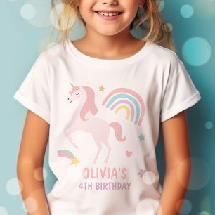 Födelsedagsfesten Magic Pastel Unicorn Rainbow T Shirt