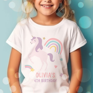 Födelsedagsfesten Magic Pastel Unicorn Rainbow T Shirt