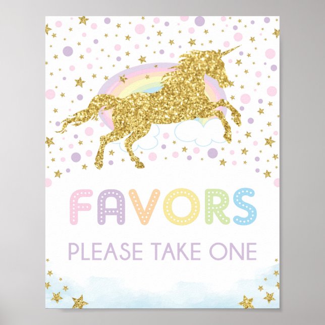 Födelsedagsfesten Magic Rainbow Unicorn/Favors Poster (Framsidan)