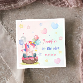 Födelsedagsfesten Magic Rainbow Unicorn Pappersservett