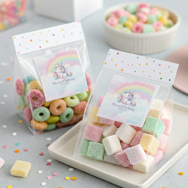Födelsedagsfesten Magic Unicorn Rainbow Fyrkantigt Klistermärke