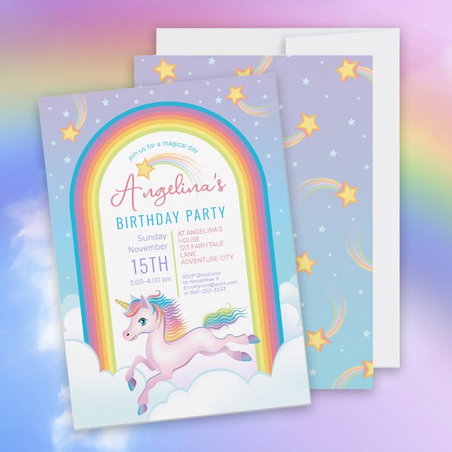 Födelsedagsfesten Magic Unicorn Rainbow Inbjudningar (Skapare uppladdad)