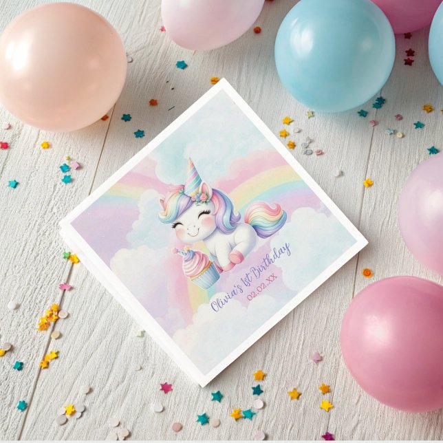 Födelsedagsfesten Magic Unicorn Rainbow Pappersservett (Skapare uppladdad)