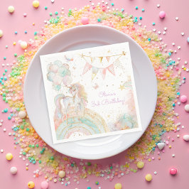 Födelsedagsfesten Magic Unicorn Rainbow Pappersservett