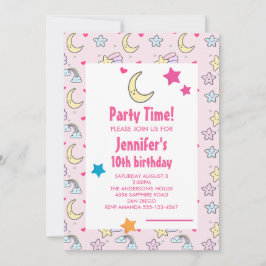 Födelsedagsfesten måne, Stars och Clouds Mönster Inbjudningar
