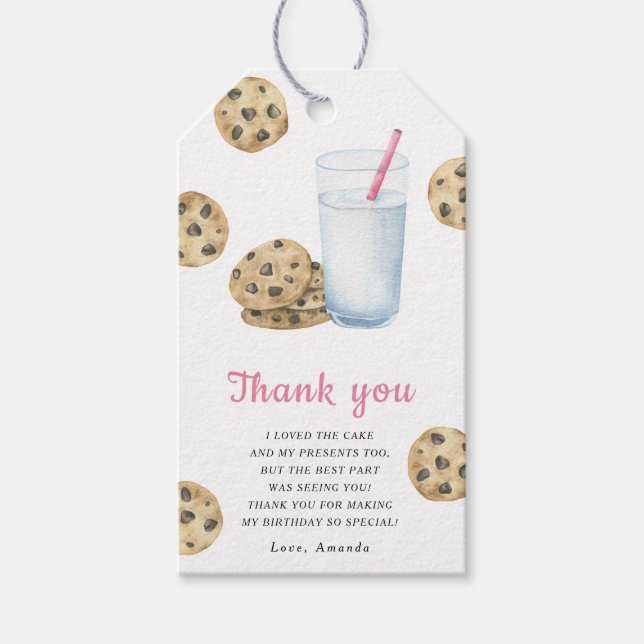 Födelsedagsfesten med lilla sötingen Cookie-tjejen Presentetikett (Framsidan)