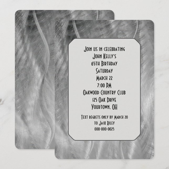Födelsedagsfesten Metall Abstrakt silver Brushed Inbjudningar (Fram/baksida)
