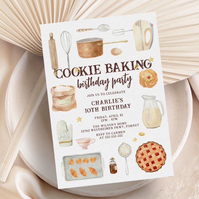 Födelsedagsfesten Modern Cookie Baking Inbjudningar (Skapare uppladdad)