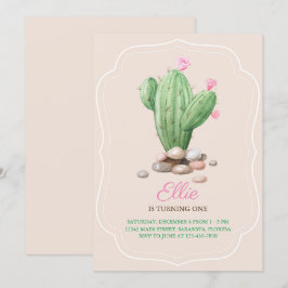 Födelsedagsfesten Modern Cream Beige Cactus Inbjudningar