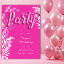 Födelsedagsfesten Modern Girly Rosa Tropical Bassä