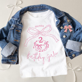 Födelsedagsfesten Modern Hand plockade Rosa Bow Ca T Shirt