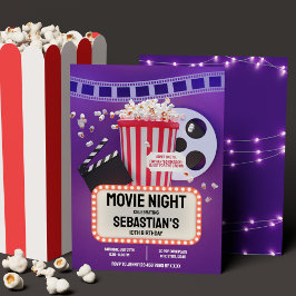 Födelsedagsfesten Movie Night Childrens Inbjudningar