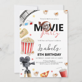 Födelsedagsfesten Movie Night Inbjudningar