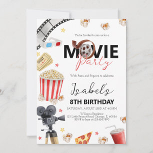 Födelsedagsfesten Movie Night Inbjudningar