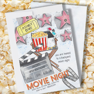 Födelsedagsfesten Movie Night Inbjudningar