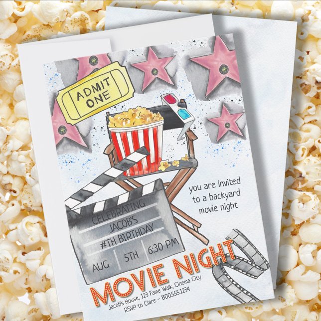 Födelsedagsfesten Movie Night Inbjudningar (Skapare uppladdad)