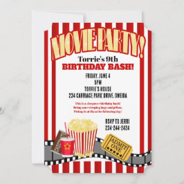 Födelsedagsfesten Movie Night Inbjudningar